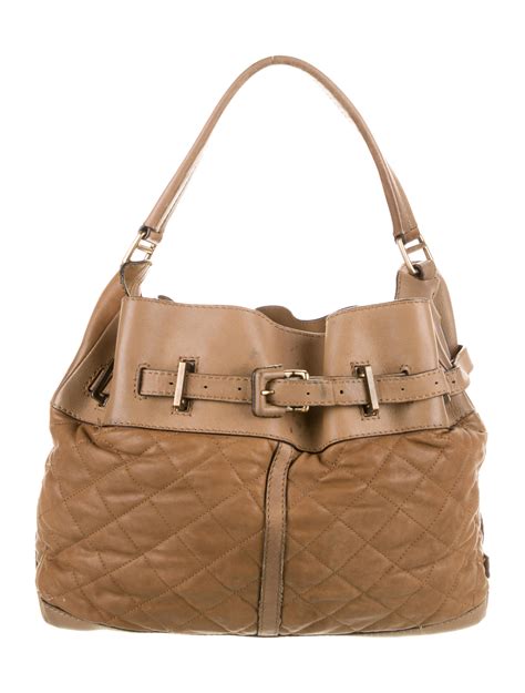 Burberry Leather Quilted Hobo Brown Hobos Handbags Bur253105 The