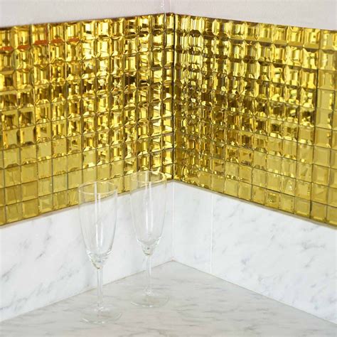 Pack Of 10 12x12 Gold Peel And Stick Backsplash Mirror Wall Tiles