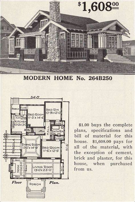 Modern Home No 264b250 1916 Sears Roebuck Modern Homes Craftsman