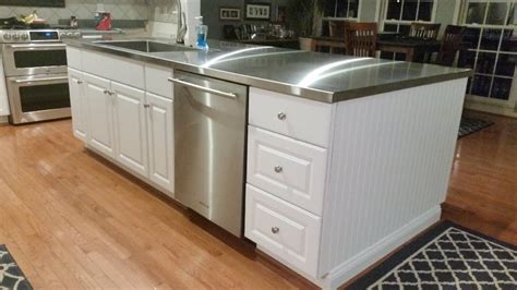 Custom Stainless Steel Island Countertop With Top Mount Stainless Sink