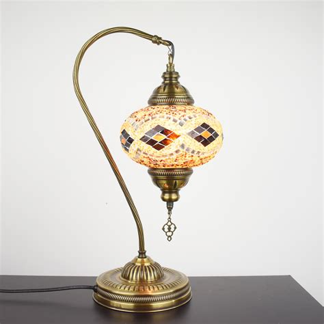 Mosaic Swan Neck Table Lamp Size 3 Various Colors Turkish Lamp