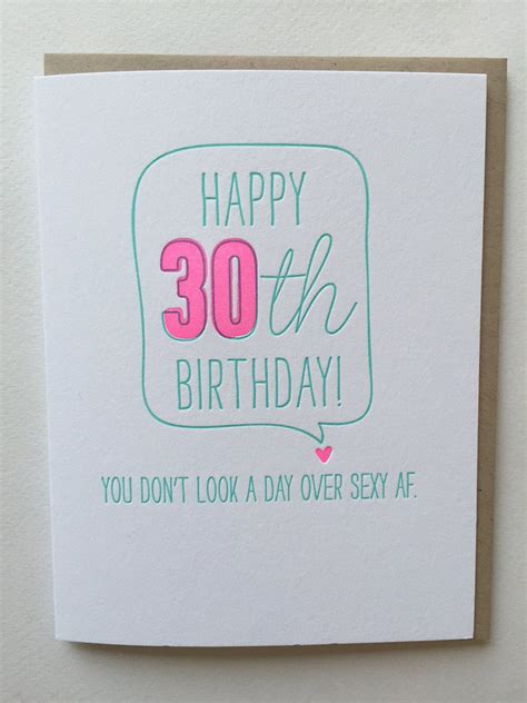 30th Birthday Card Funny Card For 30th Birthday Letterpress