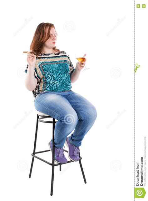 Smiling Redhead Plus Size Model With Cigar Stock Image Image Of