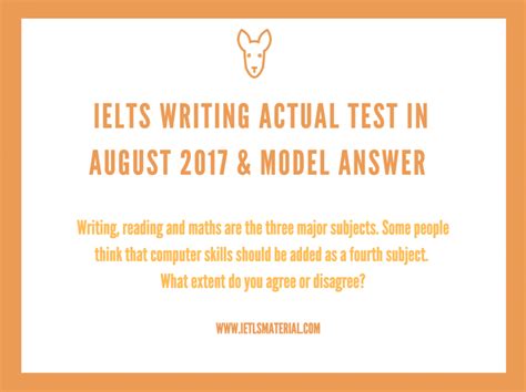 Ielts Writing Actual Test In August 2017 And Model Answer Topic Subject