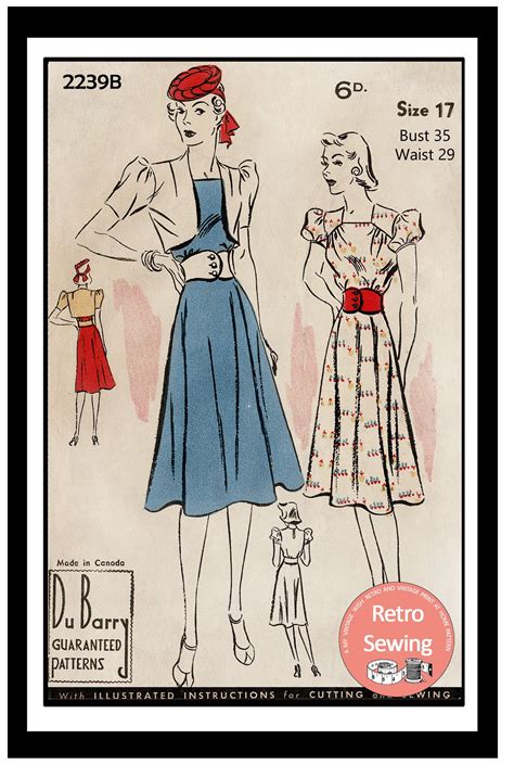 1930s Tea Dress Girdle Belt And Bolero Sewing Pattern Ready Printed
