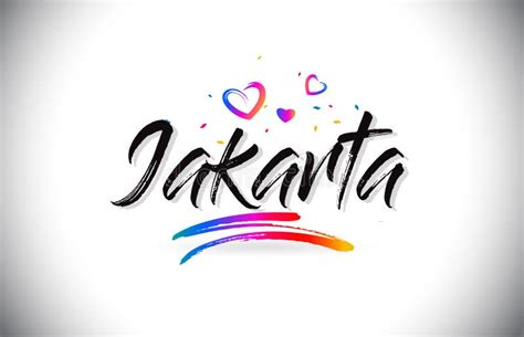 I Love Jakarta Word Text With Handwritten Font And Red Love Hearts