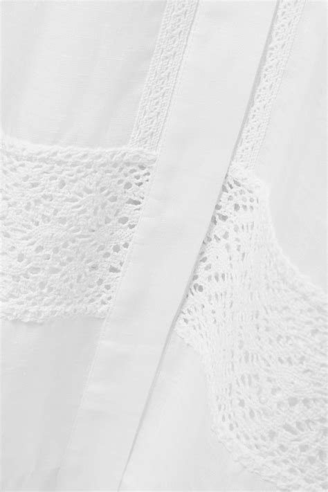 Sleeper Paloma Off The Shoulder Crochet Trimmed Linen Midi Dress White Women Sleepwear