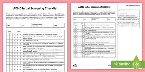 Adhd Initial Screening Checklist Adult Guidance