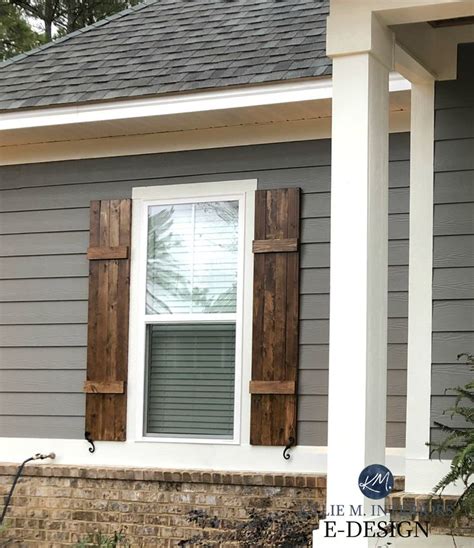 Exterior Sherwin Williams Gauntlet Gray Gray Roof Wood Shutters