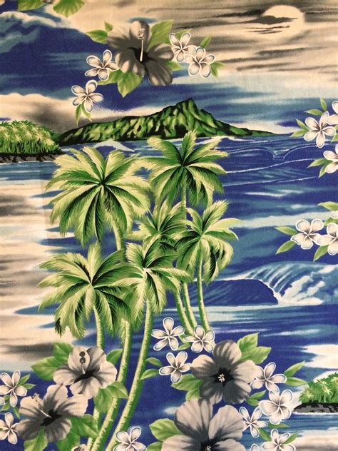 Vintage Hawaiian Tropical Fabric Hoffman Conversational Etsy