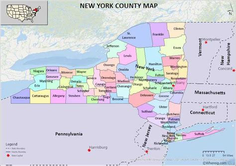 New York County Map List Of Counties In New York With Seats