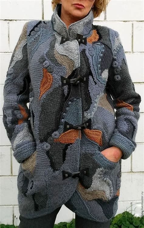 Купить Вязаное крючком пальто/кардиган в стиле фриформ ...