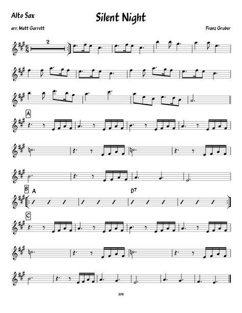 Otma Silent Night Alto Sax Sheet Music For Alto Saxophone Download