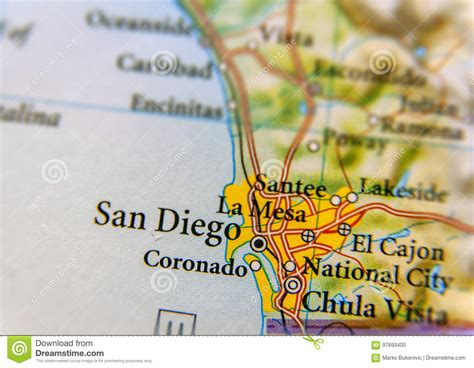 Geographic Map Of San Diego City Close Stock Photo Image Of Culture