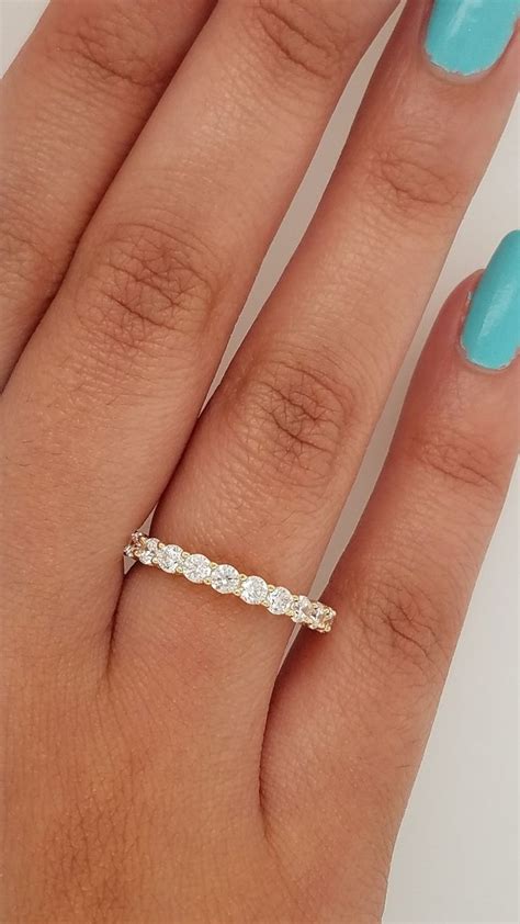 14k Solid Yellow Gold Eternity Band Stackable Ring Endless Etsy