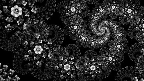 Black White Flowers Pattern Spiral Art Pattern Swirl Abstraction 4k Hd