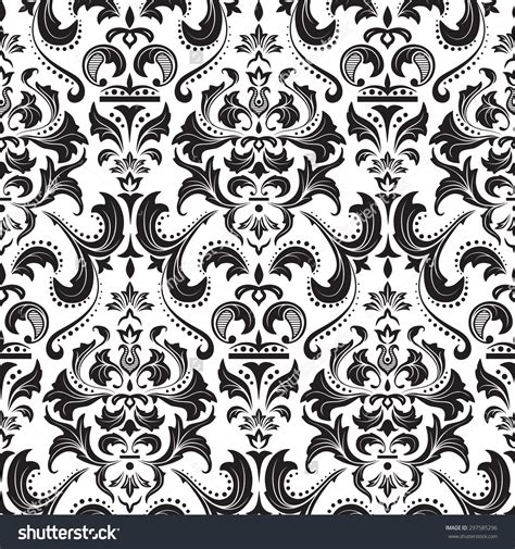 Damask Seamless Royal Pattern On A Black And White Background Стоковая