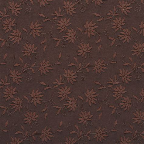 Brown Floral Linen Look Upholstery Fabric By The Yard