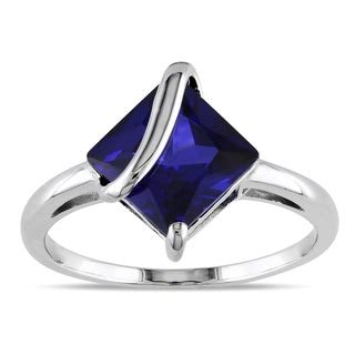 Shop Miadora Sterling Silver Created Sapphire Fashion Ring Overstock