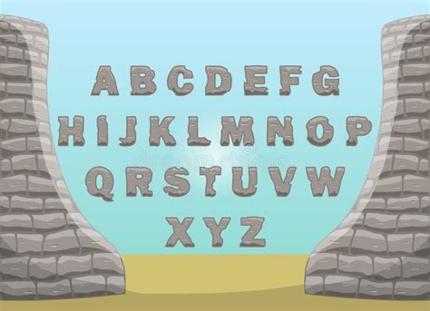 Letters Made Of Stone And A Frame In The Form Of Stone Towers Stock