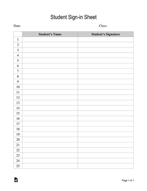 Free Sign In Sheet Template Printable
