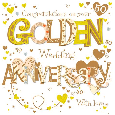On Your Golden 50th Anniversary Greeting Card Cards