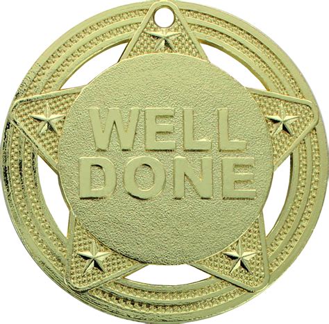 Well Done Medal By Infinity Stars Gold 50mm 2