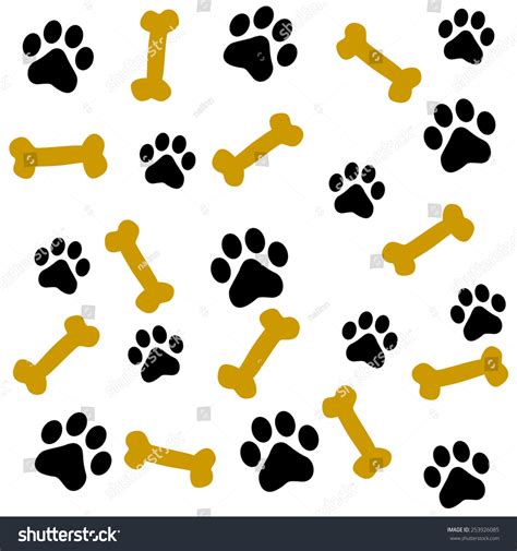 Dog Paw Prints And Bone Seamless Pattern Stock Vector Illustration