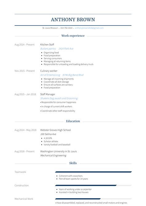 This free kitchen hand job cover letter sample will help you to learn how to create, write and format a simple cover letter template for being able to build yours. Kitchen Staff - Resume Samples and Templates | VisualCV