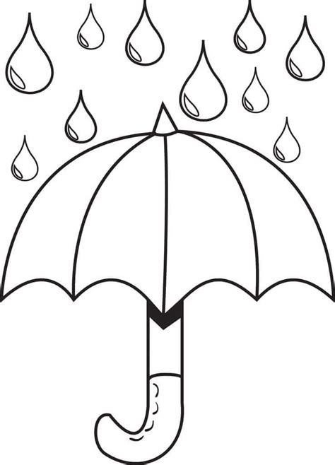 Paraguas Con Gotas De Lluvia Para Colorear Imprimir E Dibujar