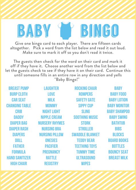 Free Baby Shower Bingo Printable Printable World Holiday