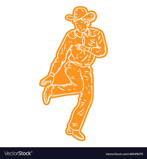 Cowboy Dancing Cut Out Royalty Free Vector Image