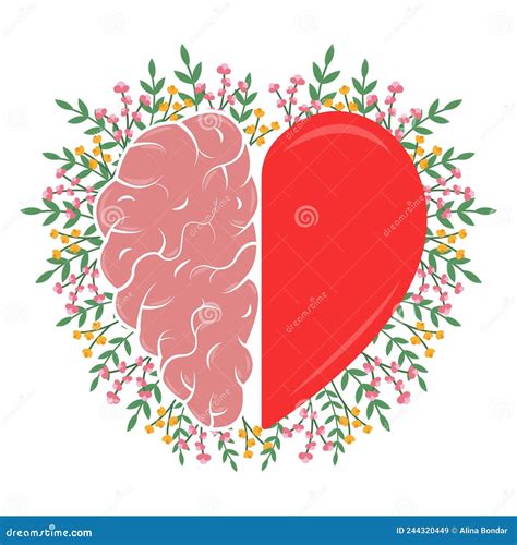 Heart And Brain Concept Emotional Quotient And Intelligence Icon And