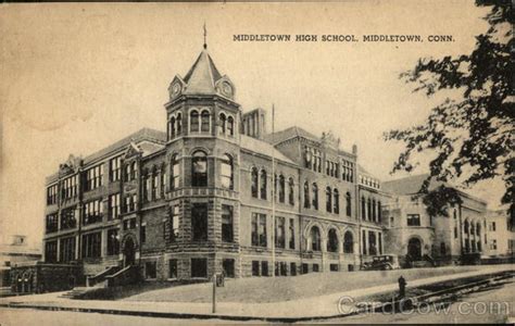 Street View Of Middletown High School Connecticut Postcard
