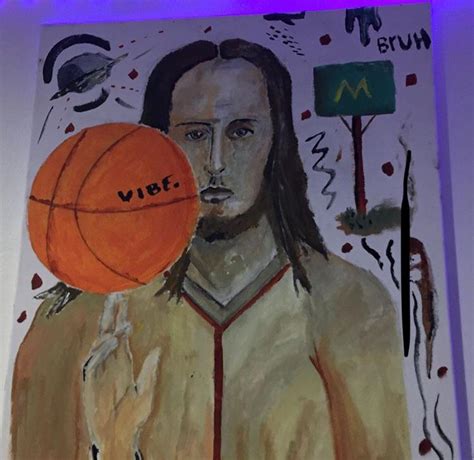 Made A Painting For The Boys Its Jesus Balling Outside Maccys With A