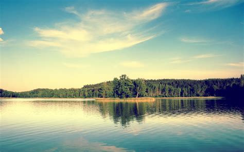 Landscape Photo Of A Body Of Water Ear Trees Under Partially Cloud