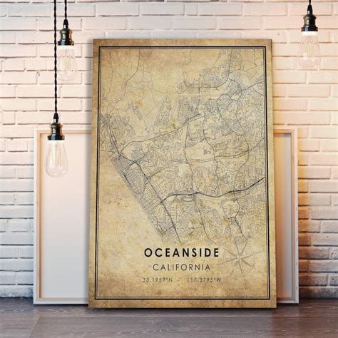 Oceanside Map Print Oceanside Map California Map Art Etsy