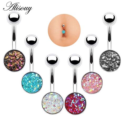 Alisouy 1pc Sexy Bar Navel Piercing Belly Button Ring Navel Jewelry Body Piercing Jewelry Women