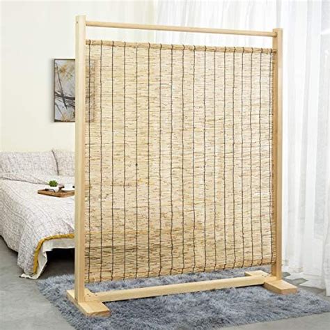 Myt Natural Beige Wood And Reed Single Panel Privacy Roo