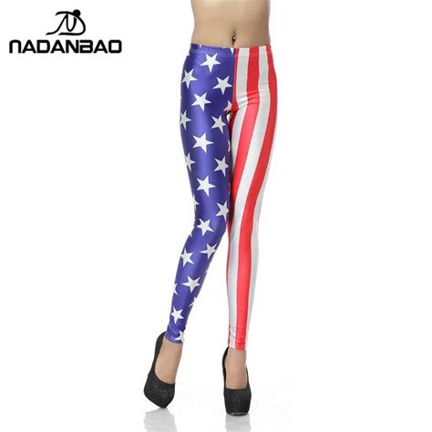 Nadanbao Sexy Leggings Women American Flag High Waist Legins Star Stripe Digital Print Leggins