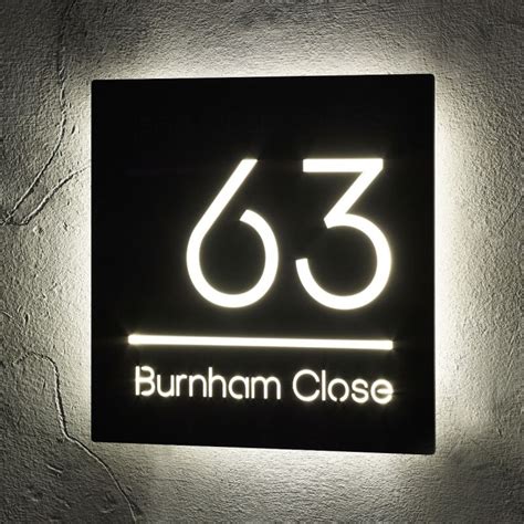 Illuminated Led House Signs Door Number 24cm X 24cm