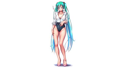 デスクトップ壁紙 アニメの女の子 ボーカロイド 初音ミク ターコイズ 長い髪 ハイヒール 足 エッチ 単純な背景