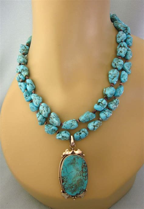 Fabulous Turquoise Necklace With Sterling and Turquoise Pendant, from ...