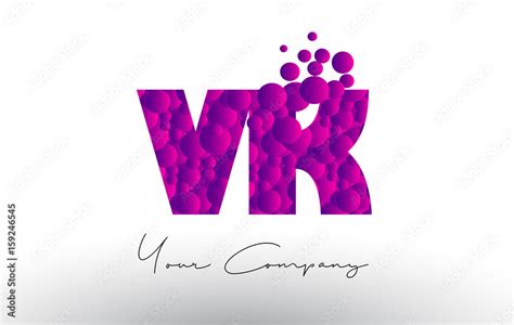 Vk V K Dots Letter Logo With Purple Bubbles Texture Stock Vector