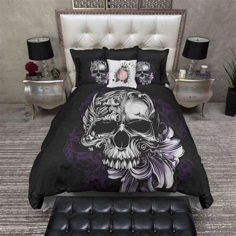 Purple Stargazer Lily Skull Bedding Collection Ink And Rags