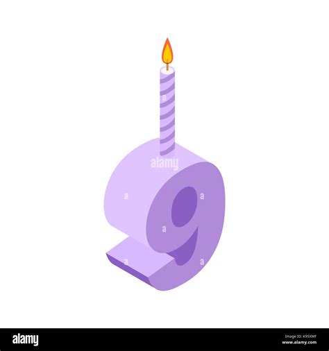 9 Number And Candles For Birthday Nine Figure For Holiday Cartoon