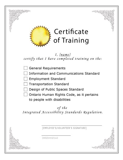 Blank Sample Certificate Of Training Free Download