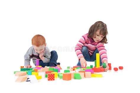 Kids Building Block Towers Stock Image Image Of Enjoyment 15590503