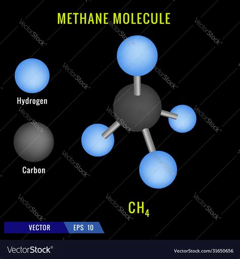 Methane Molecule 3d Structure Royalty Free Vector Image