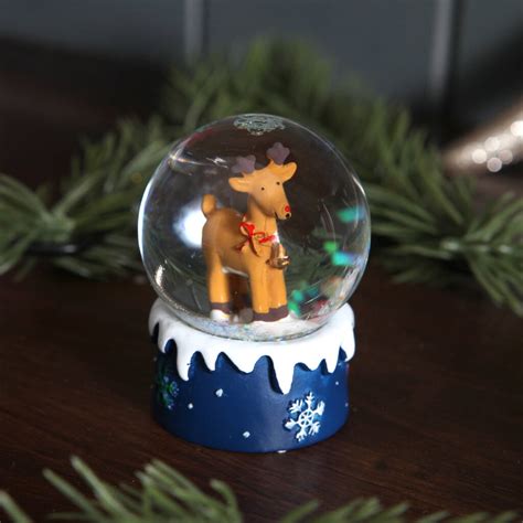Mini Reindeer Christmas Snow Glitter Globe By Red Berry Apple